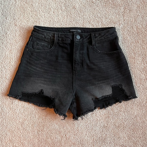 Sincerly Jules Pants - Black denim shorts